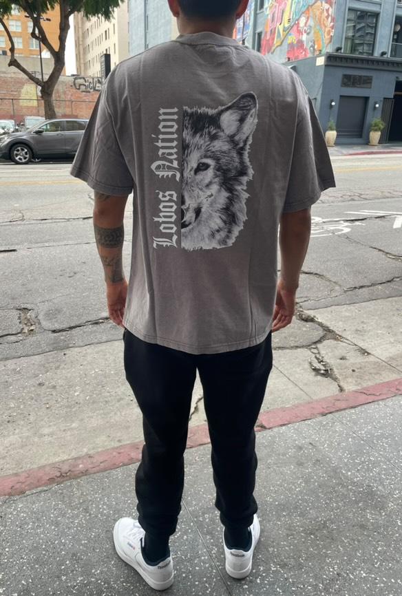 Washed Big wolves only shirt (Grey)