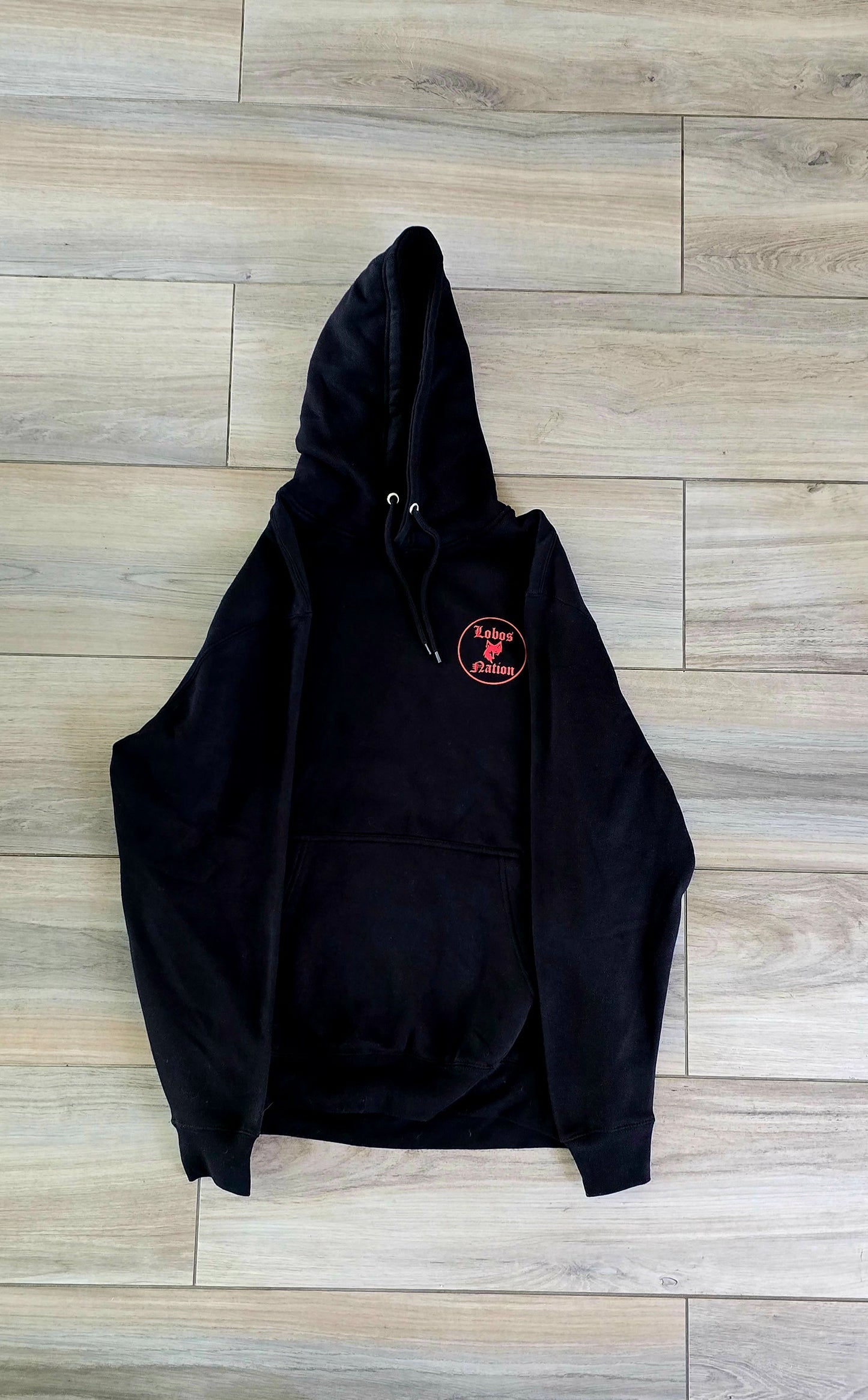 Black on red emblem hoodie